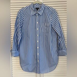 Talbots Blue and White Striped Blouse